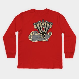 The Gorgeous 1976 Iron Head Motorcycle Engine Kids Long Sleeve T-Shirt